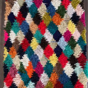Berber Colorful Boujaad Vintage Runner Rug with Wool Design