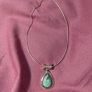 Berber Tuareg Silver Amazonite Pendant Necklace with Amazigh Style