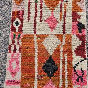 Colorful Berber Azilal Wool Runner Geometric Carpet Rug