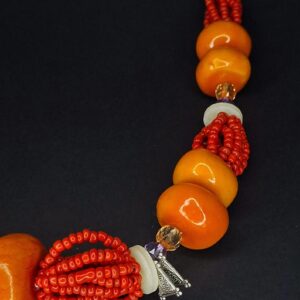 Amazigh Berber Handmade Resin Bead Statement Necklace with Tuareg Style