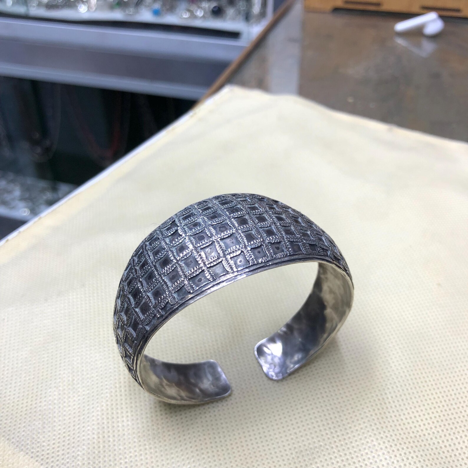 Berber Amazigh Tuareg Manchette Gravé Silver 925 Bracelet