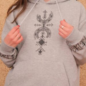 Amazigh Berber Symbology Feminine Cotton Hoodie with Tifinagh Design