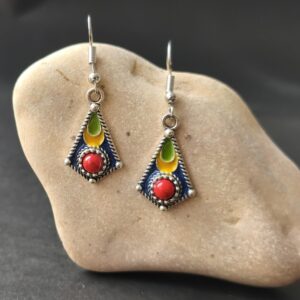 Kabyle Amazigh Berber Handmade Traditional Earrings with Colorful Details