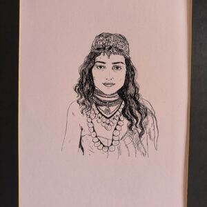 Amazigh Woman Ink Illustration Original Artwork Unique Portrait