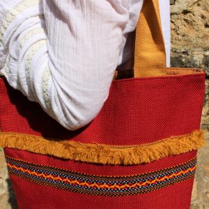 Berber Rubis Bag with Ruby Red Natural Fiber Cabas Design
