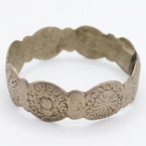 Amazigh Berber Vintage Wide Bangle Bracelet With Geometric Design