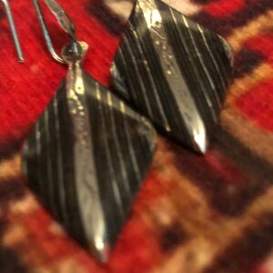 Amazigh Stunning Tuareg Ebony Silver Earrings with Geometric Designs