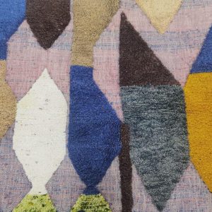 Berber Handmade Black Purple Wool Beni Ourain Style Rug
