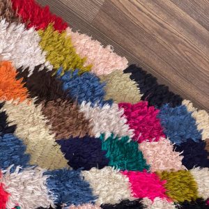 Berber Colorful Boujaad Vintage Runner Rug with Wool Design