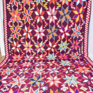 Traditional Amazigh Saharan Wool Carpet Rug with Vibrant Designs