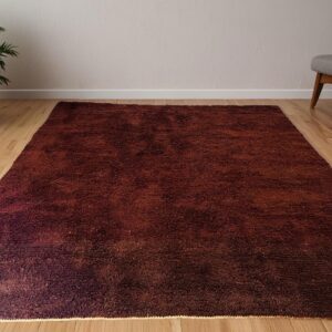 Amazigh Chocolate Brown Minimalist Handwoven Wool Rug Custom Design