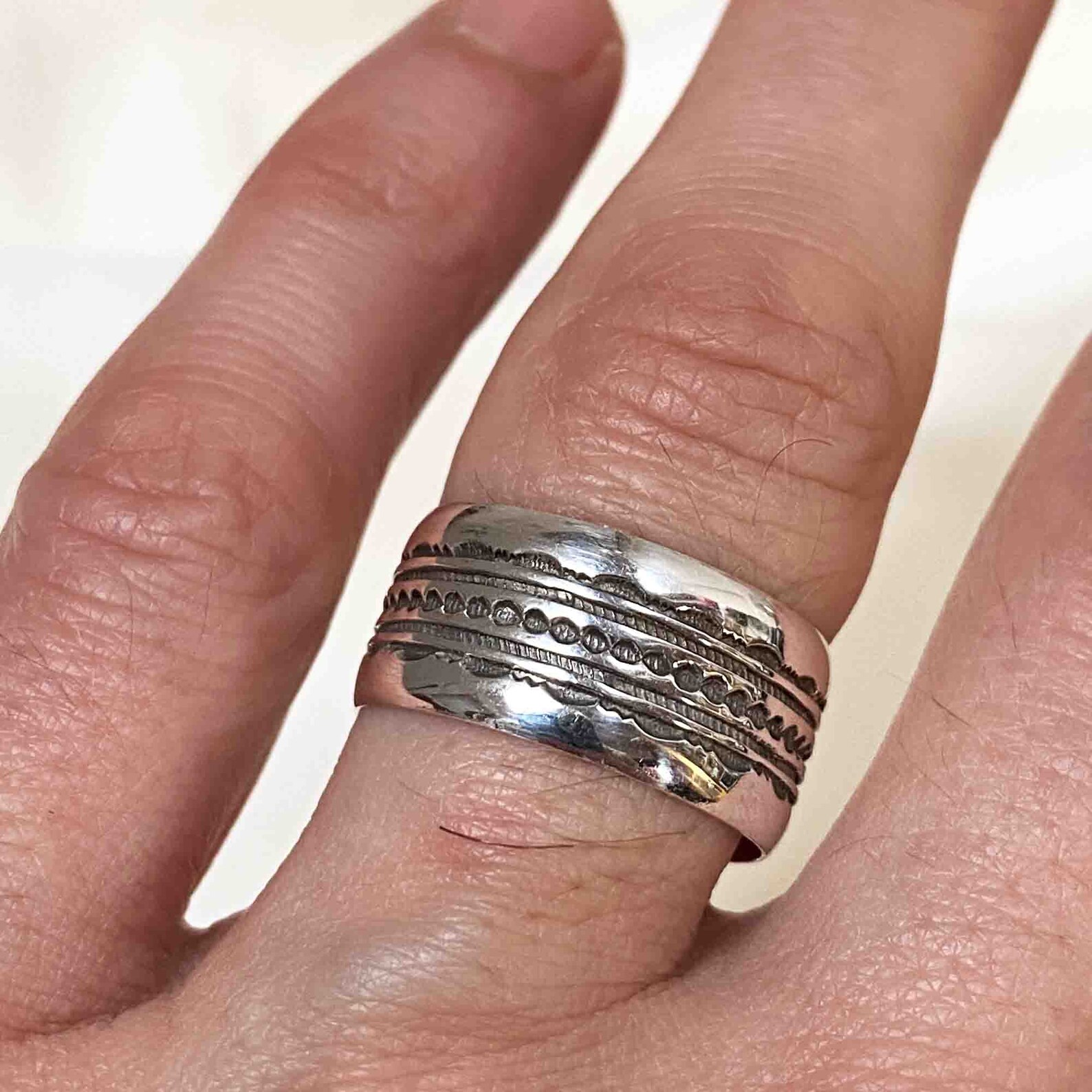 Berber Tuareg Amtlhan Massif Silver Ring with Engraved Design