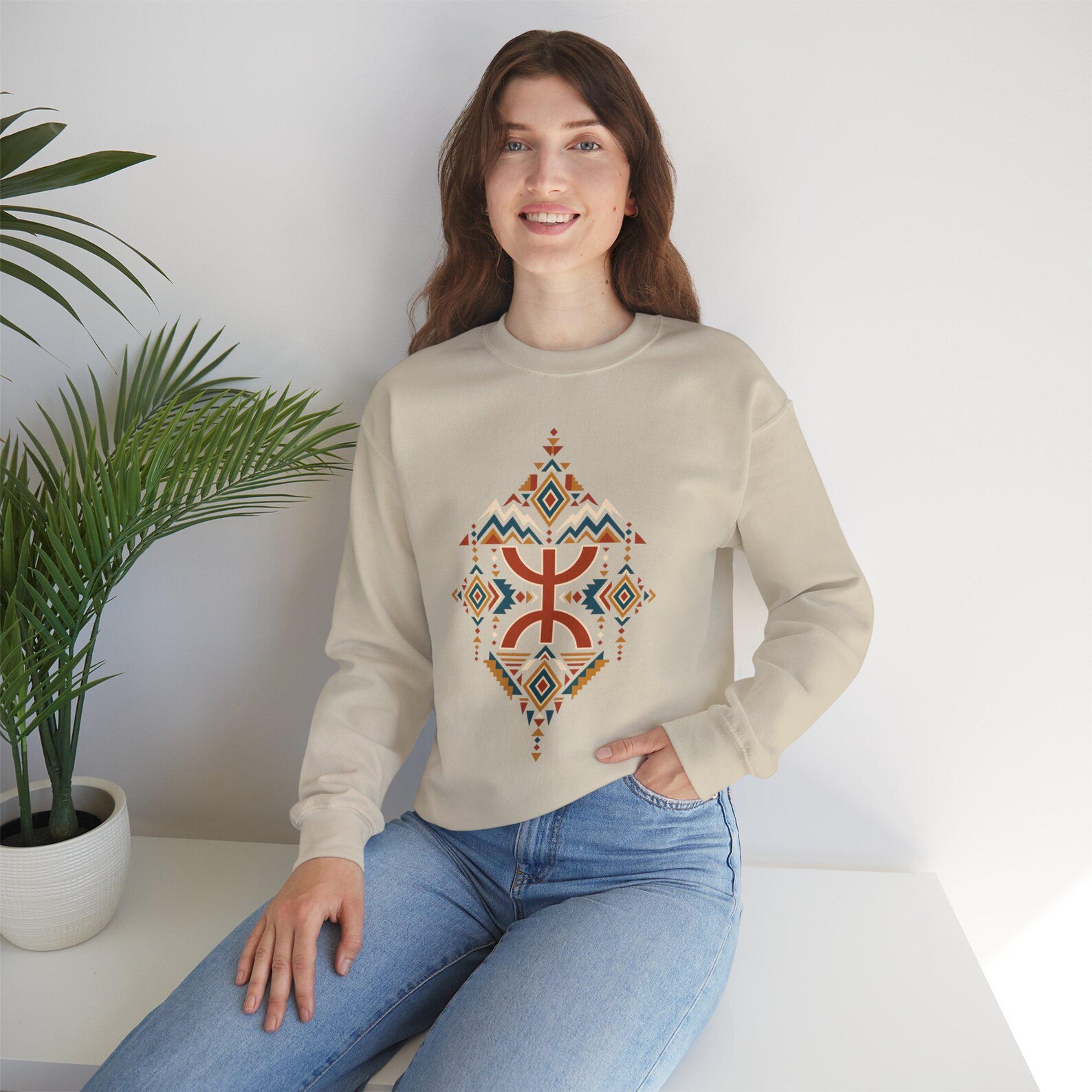 Amazigh Geometric Berber Art T-Shirt with Heritage Symbol Design