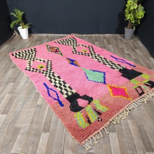 Berber Hand Knotted Azilal Boujaad Wool Rug for Custom Home Decor