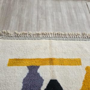 Berber Beni Ourain Style Handmade Wool Rug Abstract White Carpet