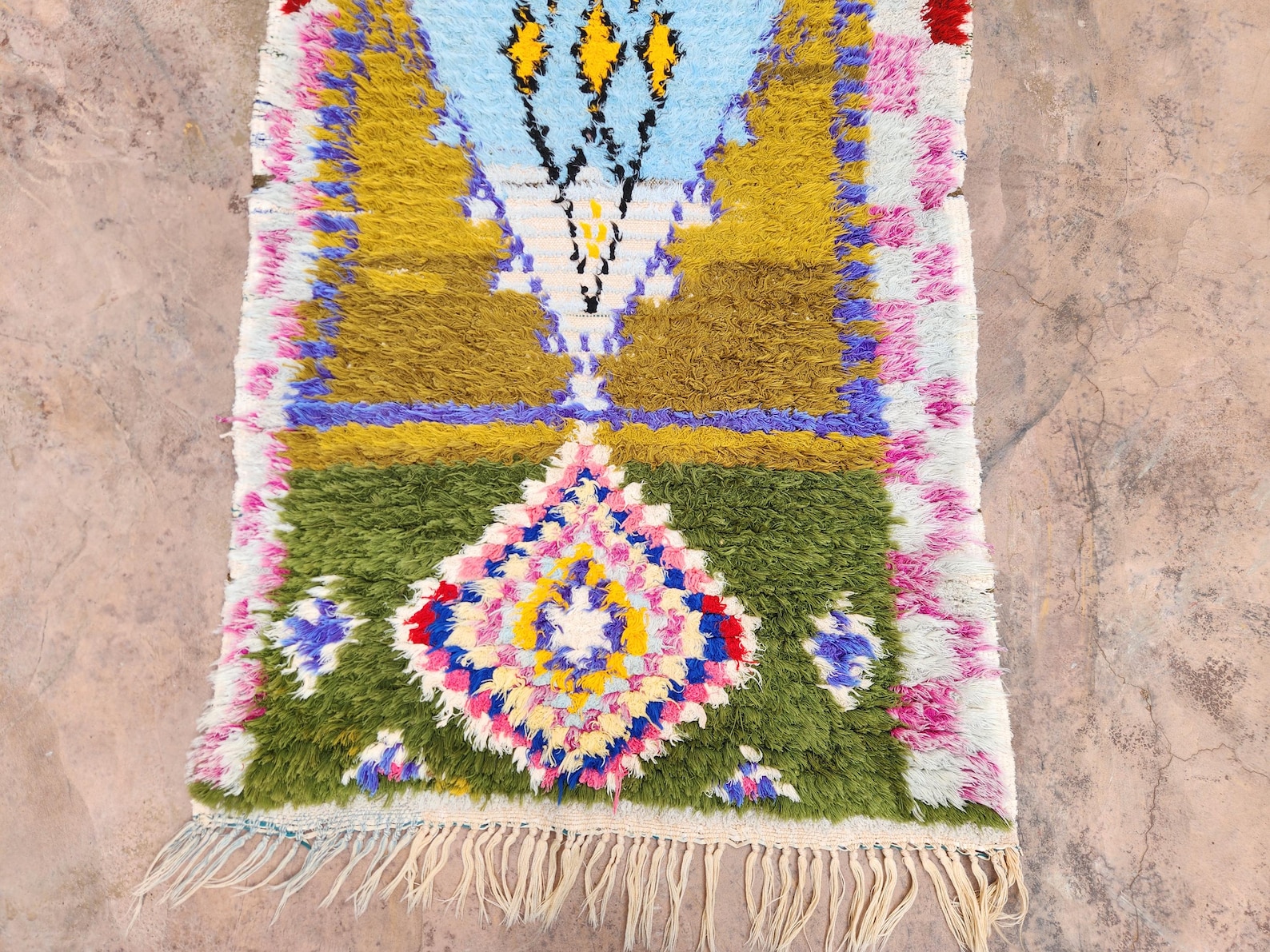 Berber Boucherouite Colorful Handmade Runner Rug with Hallway Style