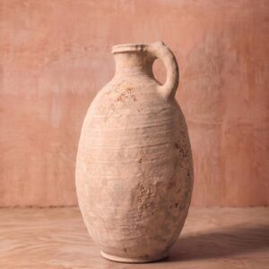 Berber Ovoid Terracotta Vase with Single Handle Antique Vessel