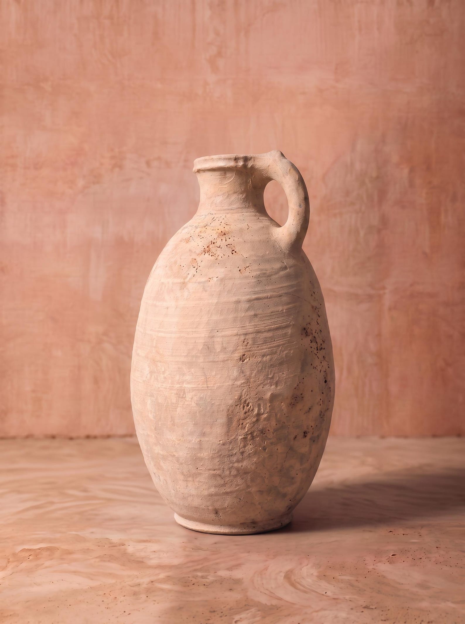 Berber Ovoid Terracotta Vase with Single Handle Antique Vessel