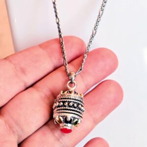 Amazigh Berber Kabyle Necklace with Silver Enamel Pendant