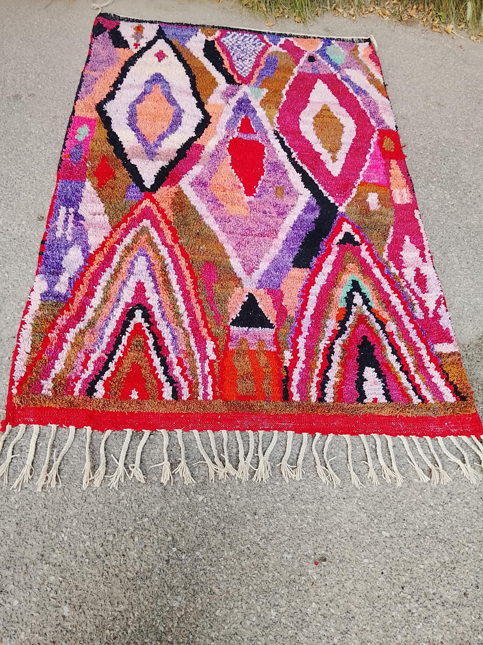 Berber Colorful Geometric Amazigh Handmade Tribal Rug with Ready Ship