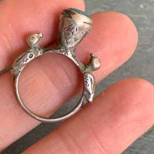 Berber Vintage Silver Bird Ring with Turquoise Statement Design