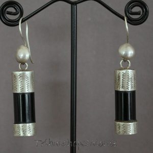 Berber Tuareg Ohrringe Earrings with schwarzem Achat and Silver Caps