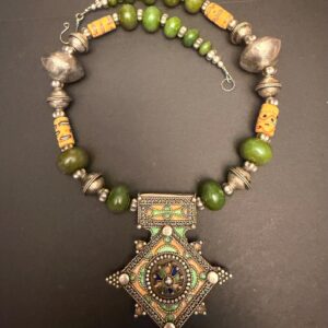 Boghdad Berber Amazigh Tifinagh Morrocan Symbolic and Mythical Millefiori Pendant Necklace