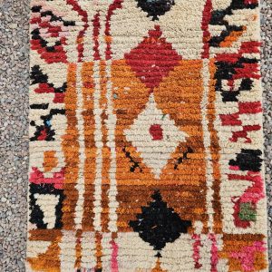 Colorful Berber Azilal Wool Runner Geometric Carpet Rug