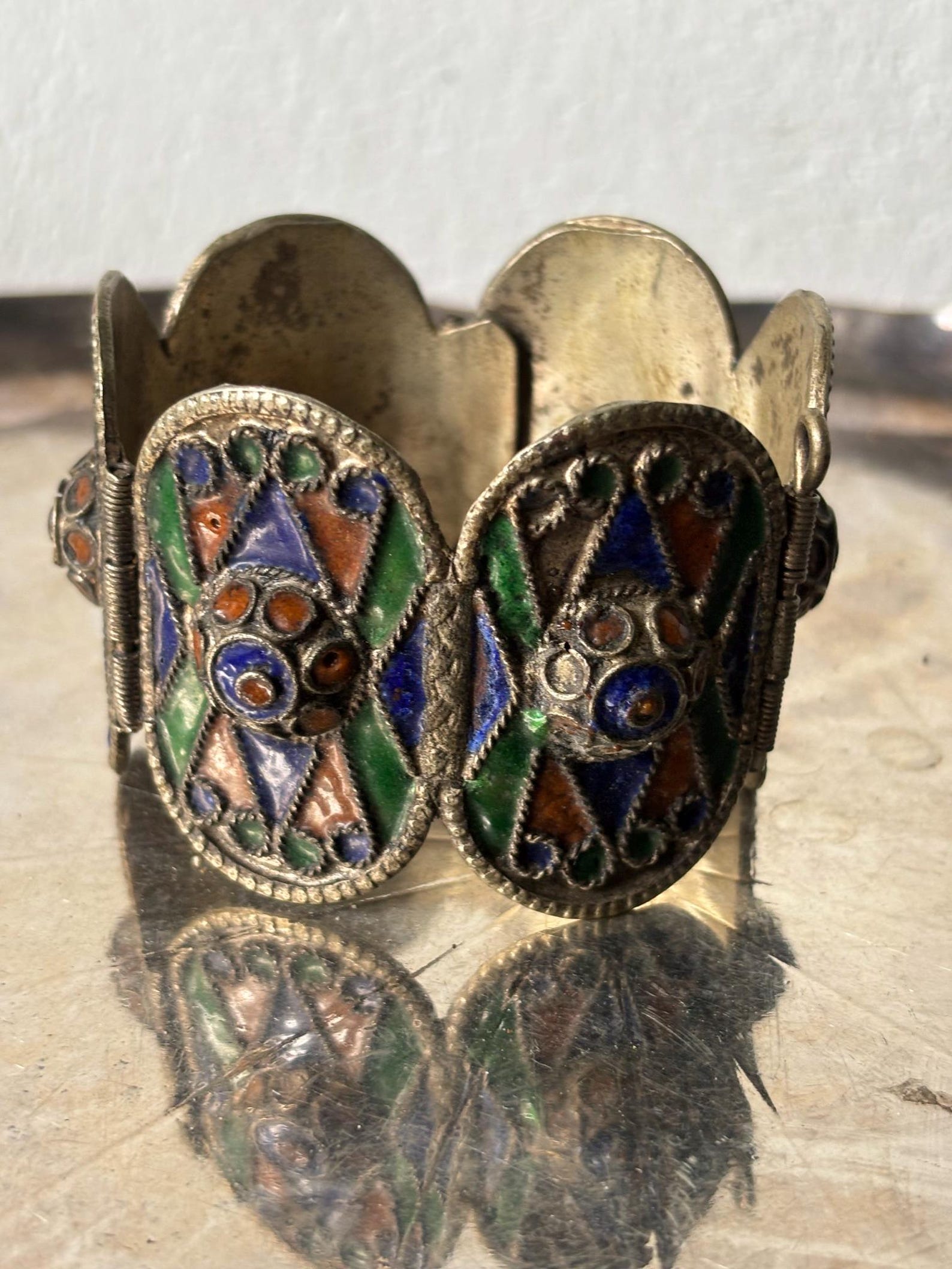 Amazigh Traditioneller Berber Kabyle Mid Century Enamel Bracelet
