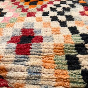 Berber Amazigh Handmade Wool Runner Rug with Colorful Geometric Patterns