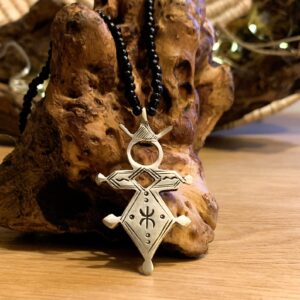 Amazigh Tuareg Yaz Symbol Beaded Necklace with Tribal Pendant
