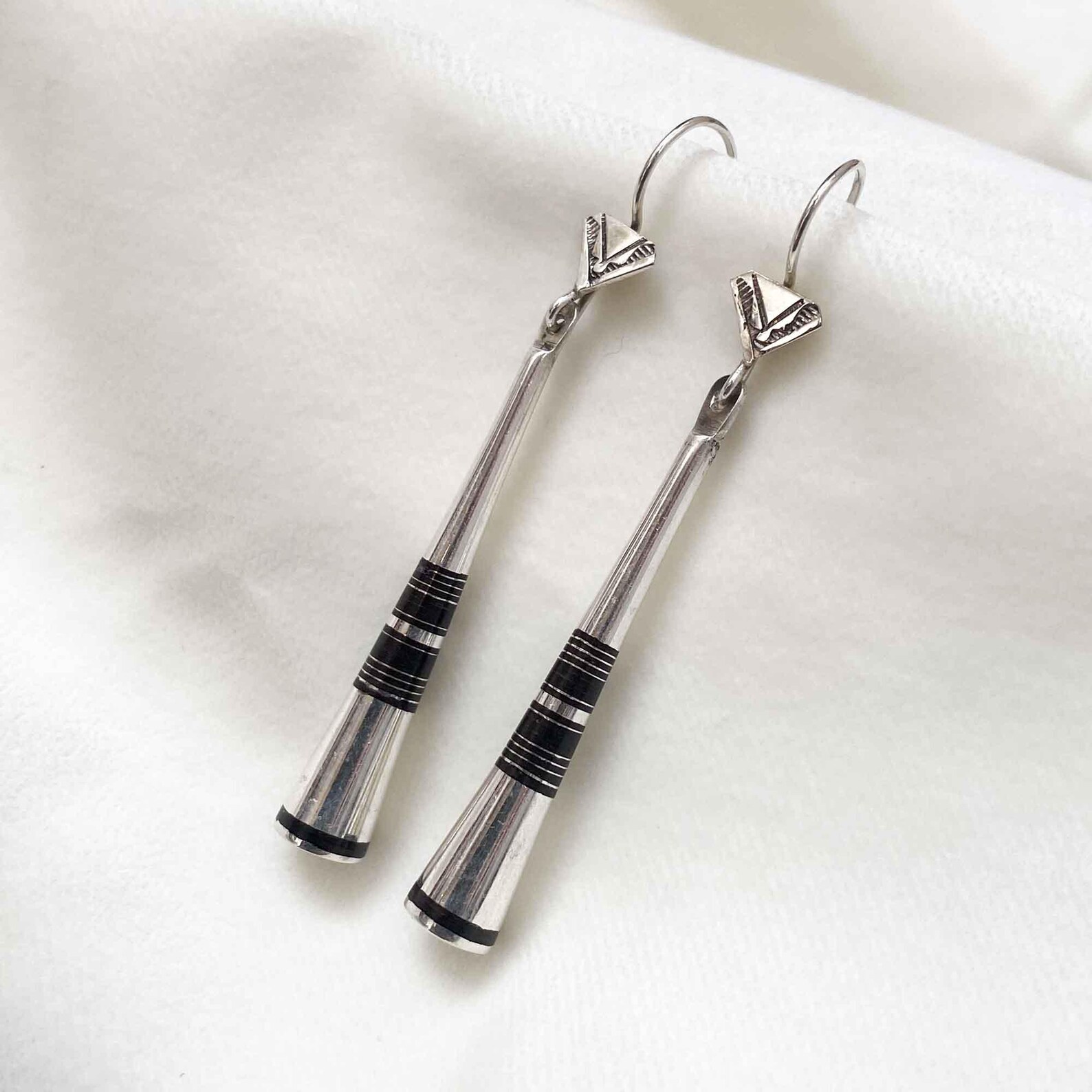 Berber Tuareg Pilons Silver Ebony Earrings with Amazigh Style
