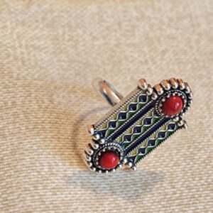 Amazigh Kabyle Berber Enamel Ring Adjustable Vintage Style