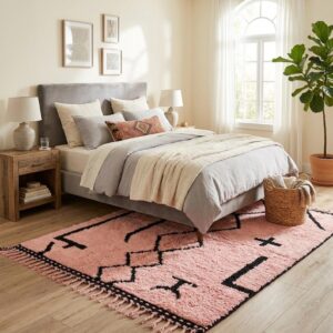 Amazigh Pink Berber Handmade Wool Rug Bold Heritage Design