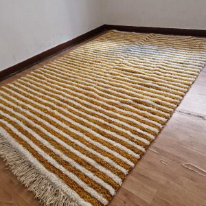 Berber Handmade Wool Rug with Brown Levels Pattern Design