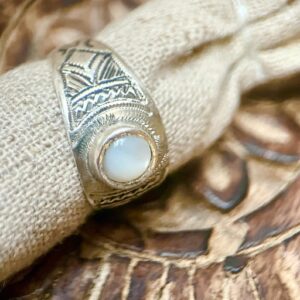 Amazigh Tuareg Chevalière Artisanat massif Silver Nacre Ring