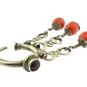 Amazigh DEWWAH Antique Coral Earrings with Silver Design