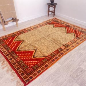 Berber Amazigh Beni Ourain Handmade Wool Rug with Boho Motifs