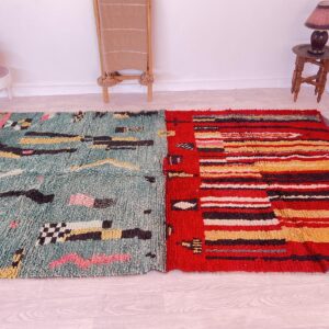 Amazigh Berber Beni Ourain Wool Rug with Boho Home Decor