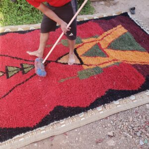 Amazigh Berber Handmade Wool Rug With Geometric Heritage Design