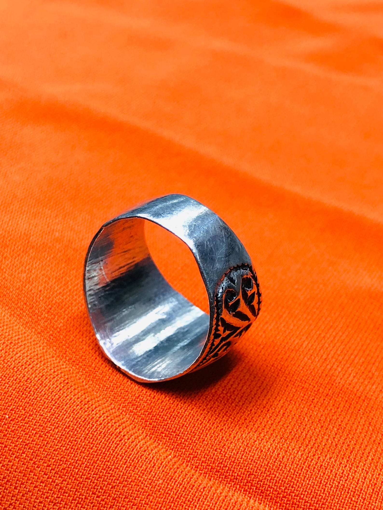 Berber Silver Ring with Hand Engraved Vintage Jewelry Design
