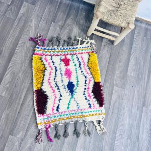 Berber Handmade Wool Mini Rug for Amazigh Style Decor