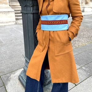 Berber Obi Belt with Black Cotton and Jeans Fabric Design