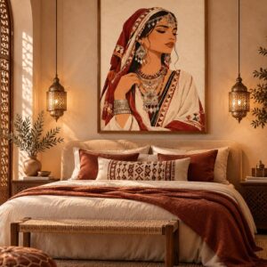 Amazigh Woman Wall Art Print with Berber Portrait Design
