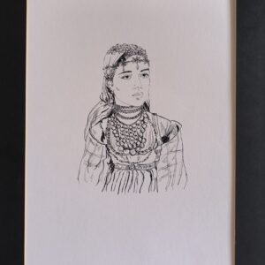 Amazigh Woman Ink Illustration Original Artwork Unique Portrait