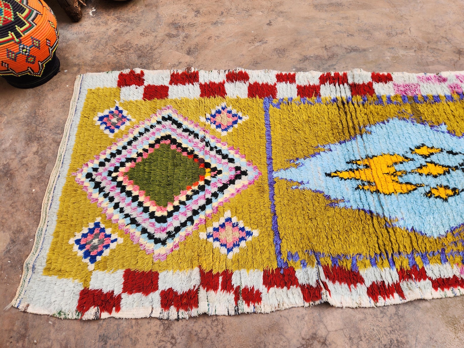 Berber Boucherouite Colorful Handmade Runner Rug with Hallway Style