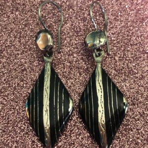 Amazigh Stunning Tuareg Ebony Silver Earrings with Geometric Designs