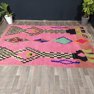 Berber Hand Knotted Azilal Boujaad Wool Rug for Custom Home Decor