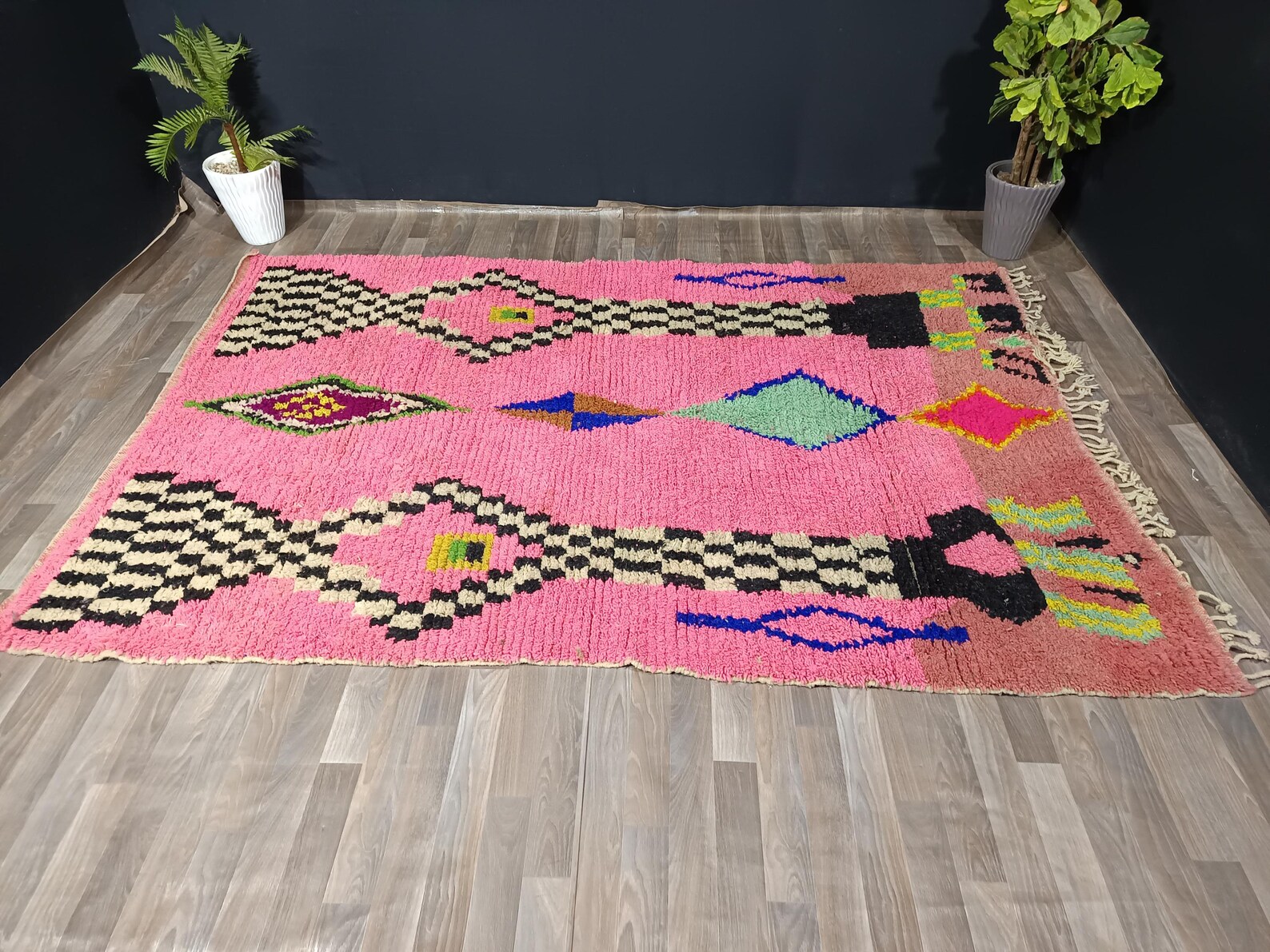 Berber Hand Knotted Azilal Boujaad Wool Rug for Custom Home Decor