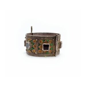 Amazigh Berber Antique Enamel Silver Cuff Bracelet Jewelry